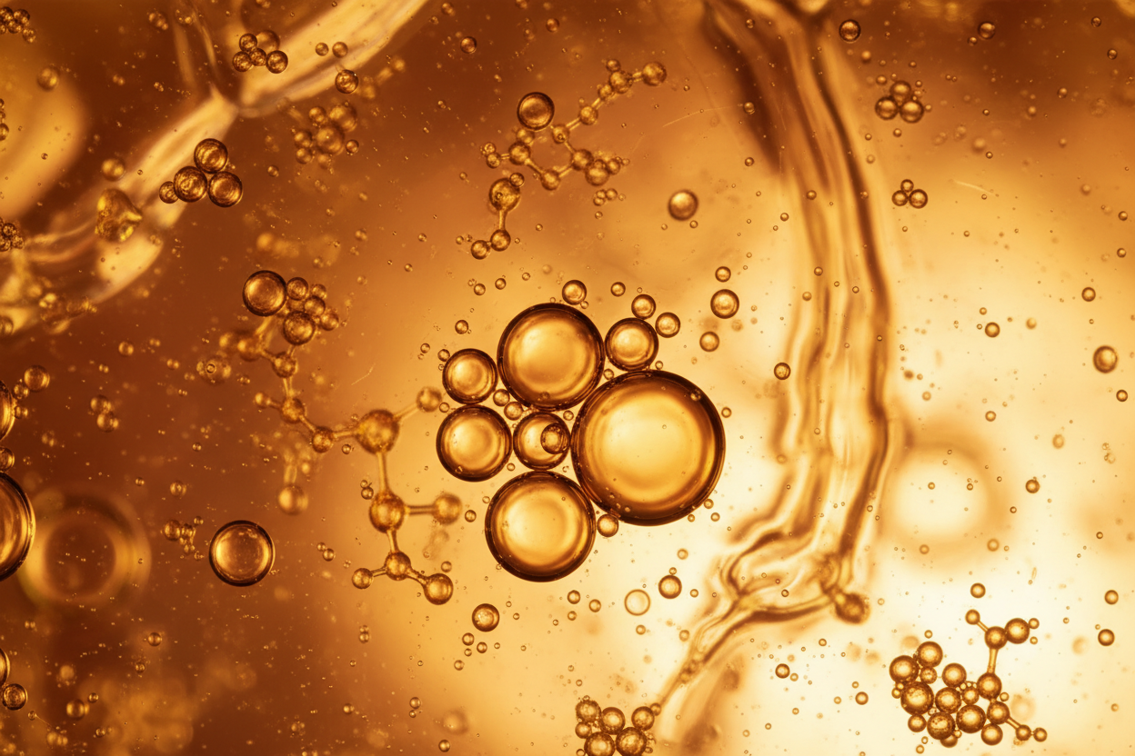 golden oil formula under a microscope 